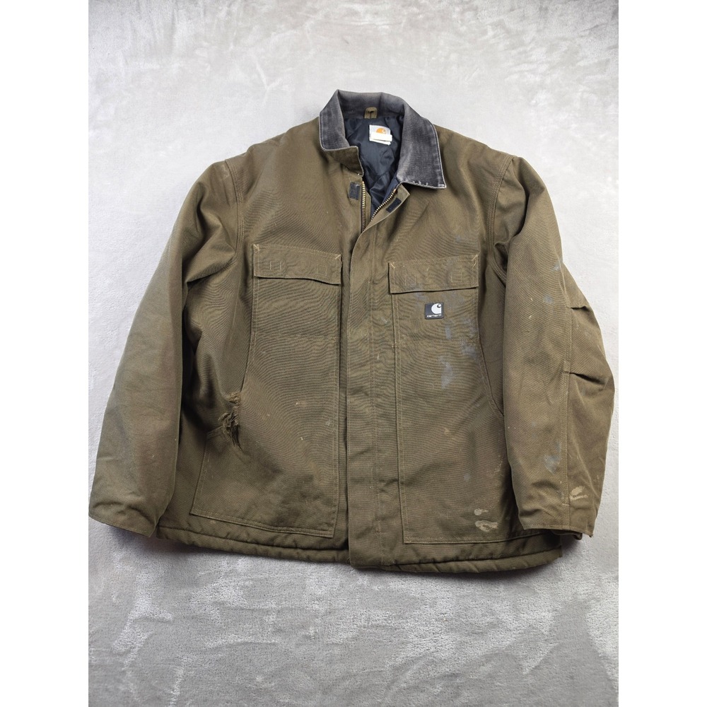 Vintage Carhartt Extremes Arctic Coat C55 Men L Bark BRK Distressed Lined Canvas
